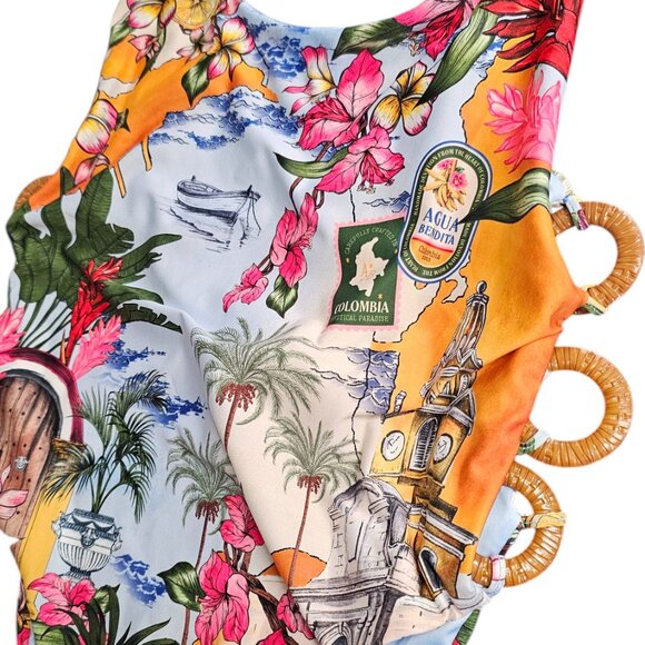 Agua Bendita Tribeca Ventura One-Piece Swimsuit, Scoop Back, Floral, Size Large - Picture 9 of 10